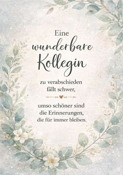 Farewell card with floral wreath and German text