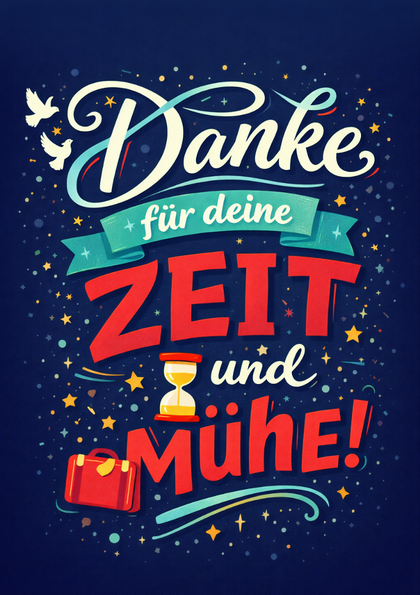 Thank-you card with decorative German text