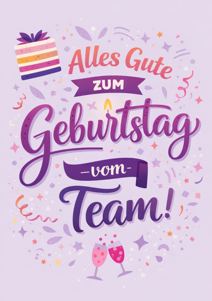 Pastel birthday card with festive icons