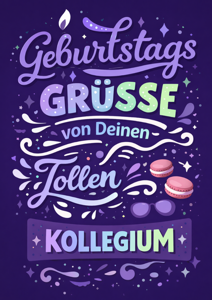 Purple birthday card with German greeting