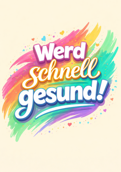 Get-well greeting with colorful brush strokes