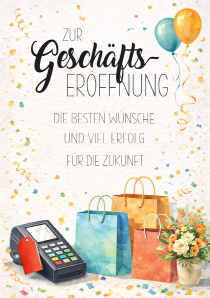 Business opening greeting card with balloons