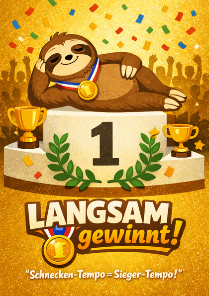 Sloth relaxing on a winner's podium