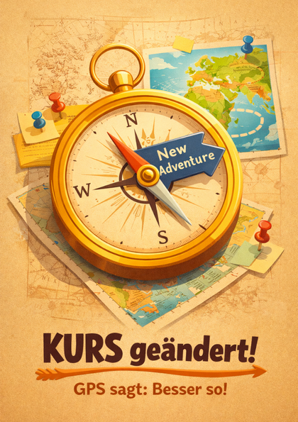 Compass on maps with a 'New Adventure' arrow