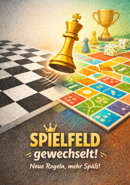 Chess king moving from chessboard to colorful game board