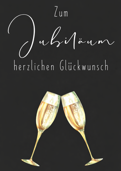 Anniversary card with clinking champagne glasses