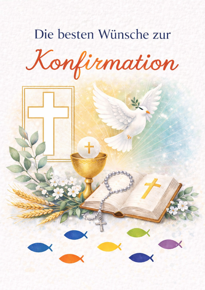 Confirmation greeting card with dove and chalice