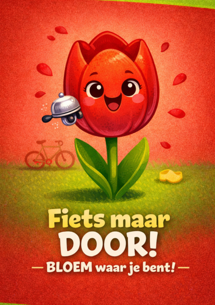 Smiling red tulip greeting card illustration