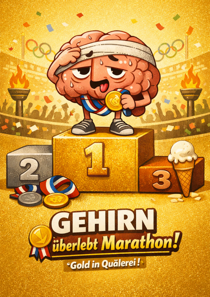 Cartoon brain winner on first-place podium