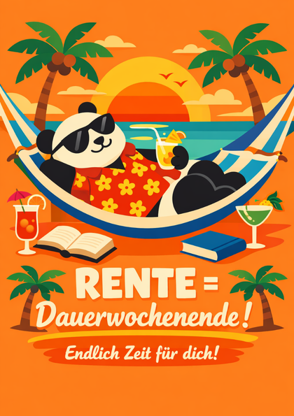Panda relaxing in a hammock on a tropical beach