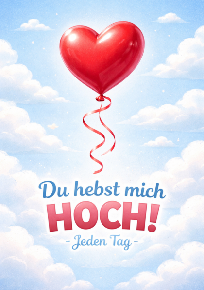 Red heart balloon against cloudy sky