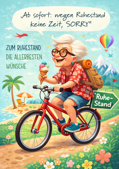 Senior woman on bike with ice cream