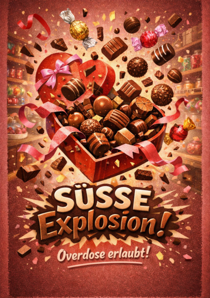 Heart-shaped box spilling assorted chocolates