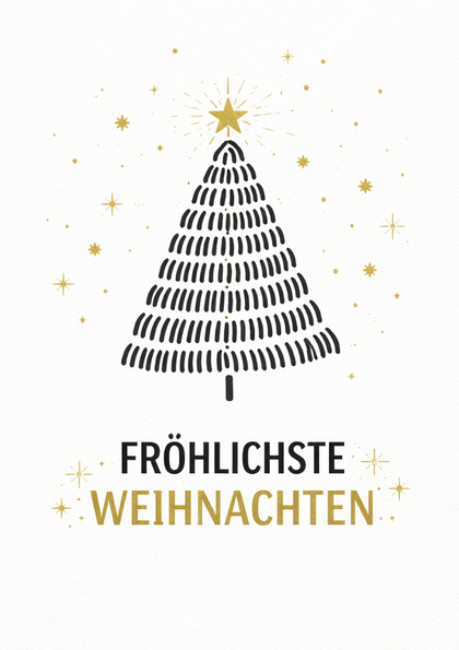 Minimalist Christmas card with stylized tree