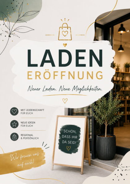 Shop opening greeting card with storefront