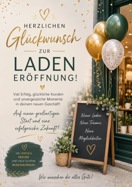 Congratulations card for shop opening with balloons